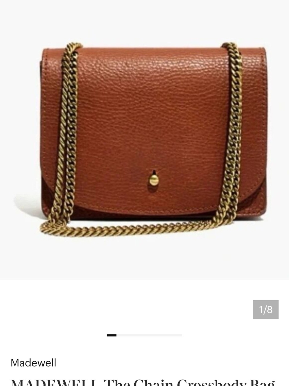 Madewell Brown Leather Chain Crossbody Bag